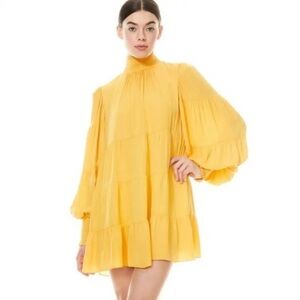 Alice + Olivia Yellow Long Sleeve Dress